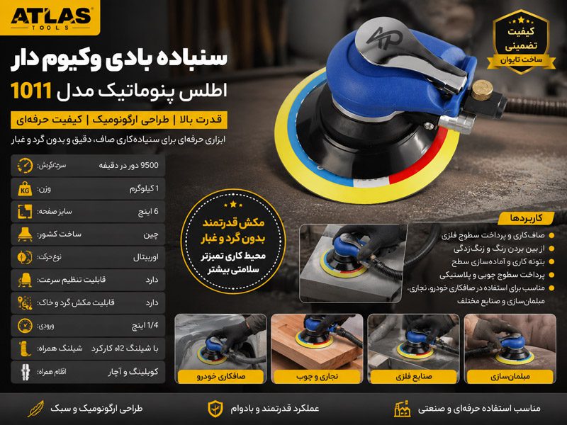 سنباده زن بادی اوربیتال اطلس پرو مدل 1011