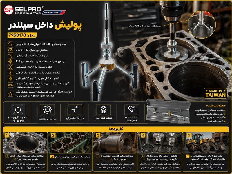 پولیش داخل سیلندر ۵۰-۱۷۸ بزرگ سلپرو تایوان مدل 7950178