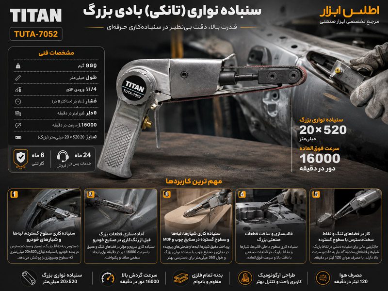 سنباده نواری تانکی بادی بزرگ تیتان مدل TUTA-7052