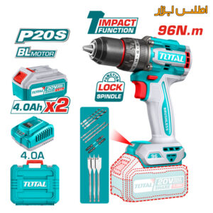 دریل شارژی براشلس چکشی توتال مدل TIDLI20968