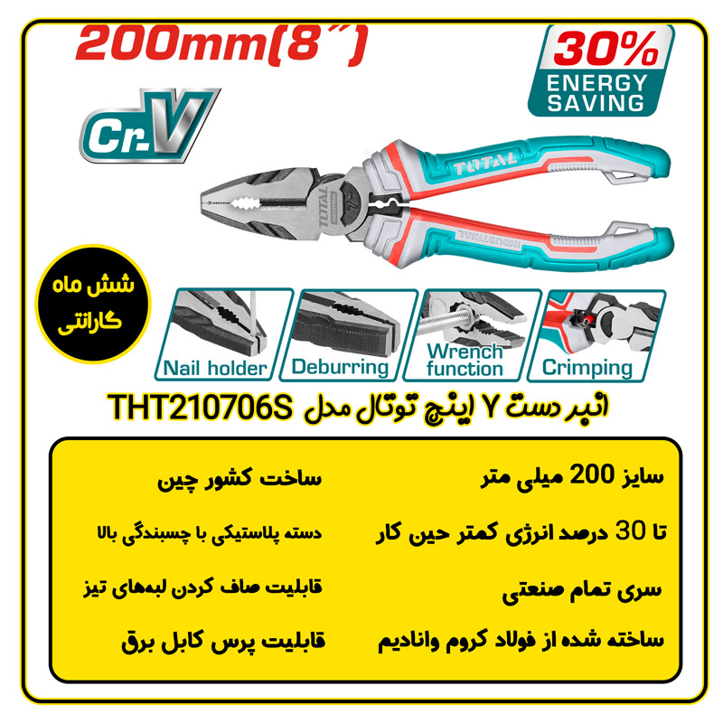 انبر دست 8 اینچ توتال مدل THT210806S