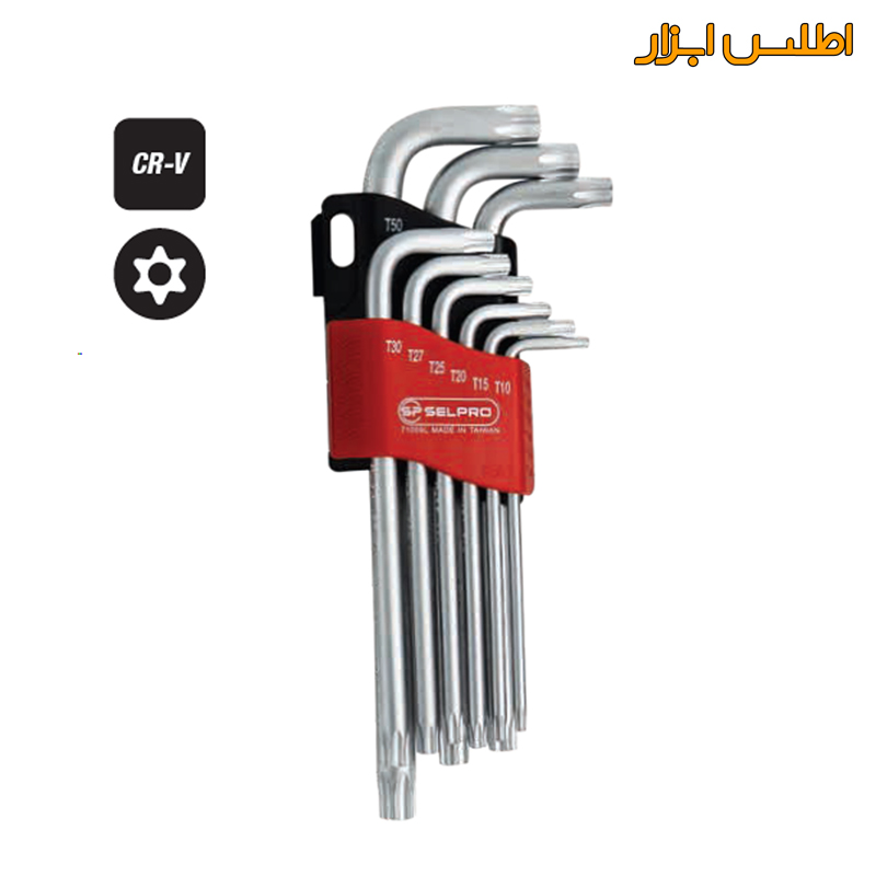 ست آچار ستاره‌ای سوراخ‌دار نیمه‌بلند 9 عددی سلپرو مدل 71009TL